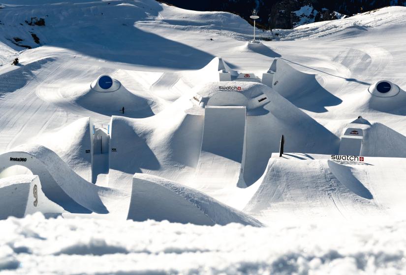 A series of sculpted snow jumps