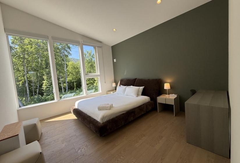 A made up double bed