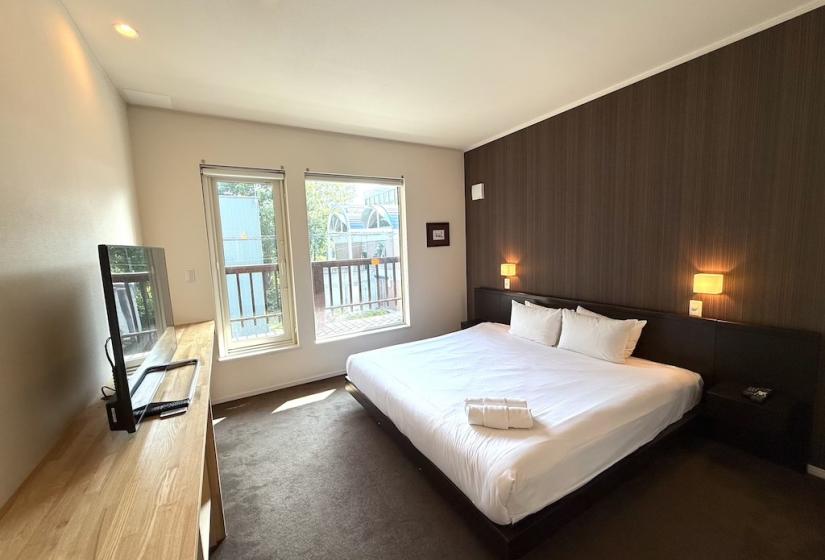 A made up double bed