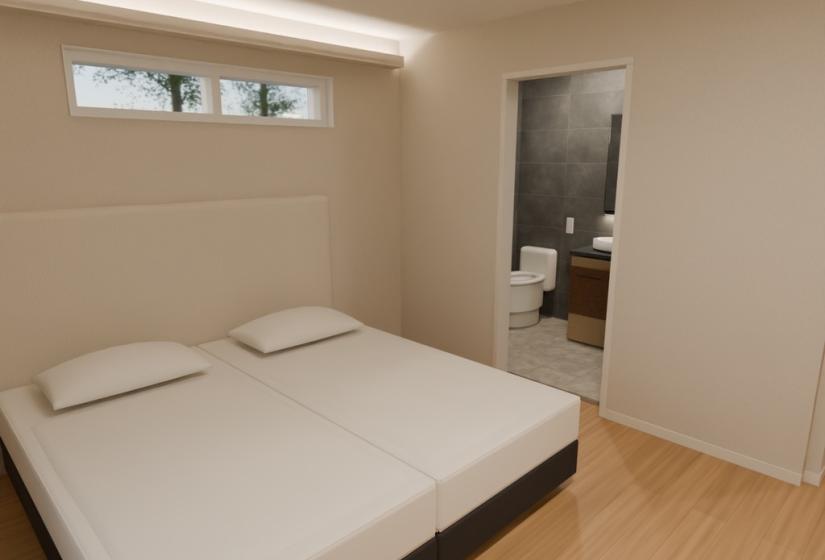 A made up double bed