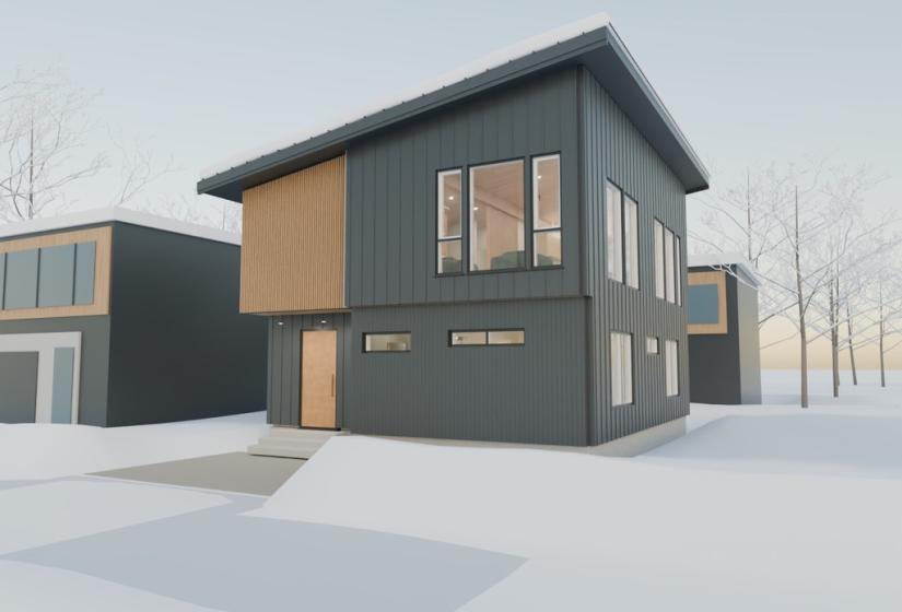 A CGI of a two story house